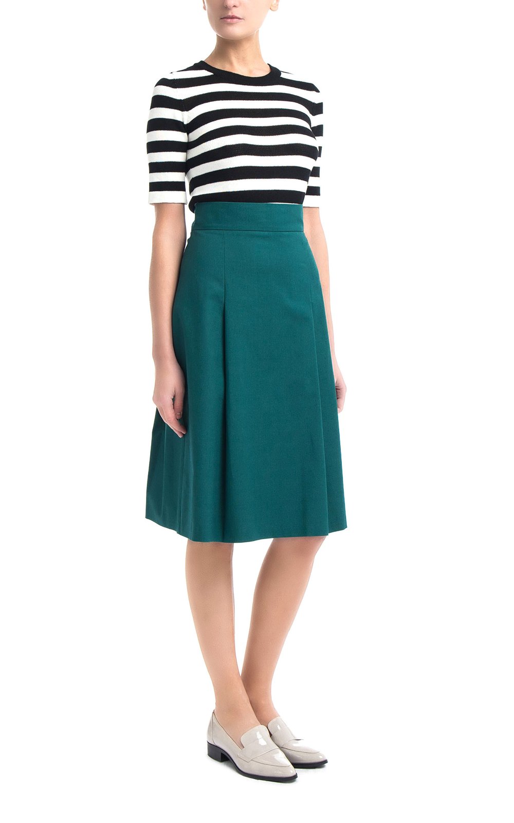 Хлопковая миди-юбка зеленого оттенка