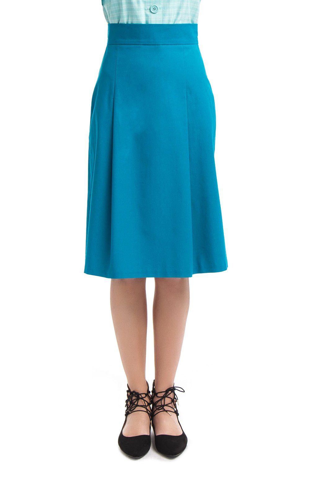 Синяя хлопковая миди-юбка