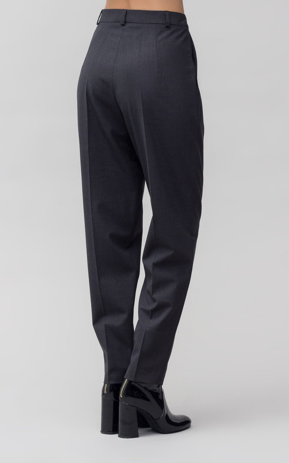 Брюки из костюмной шерсти темно-серого цвета