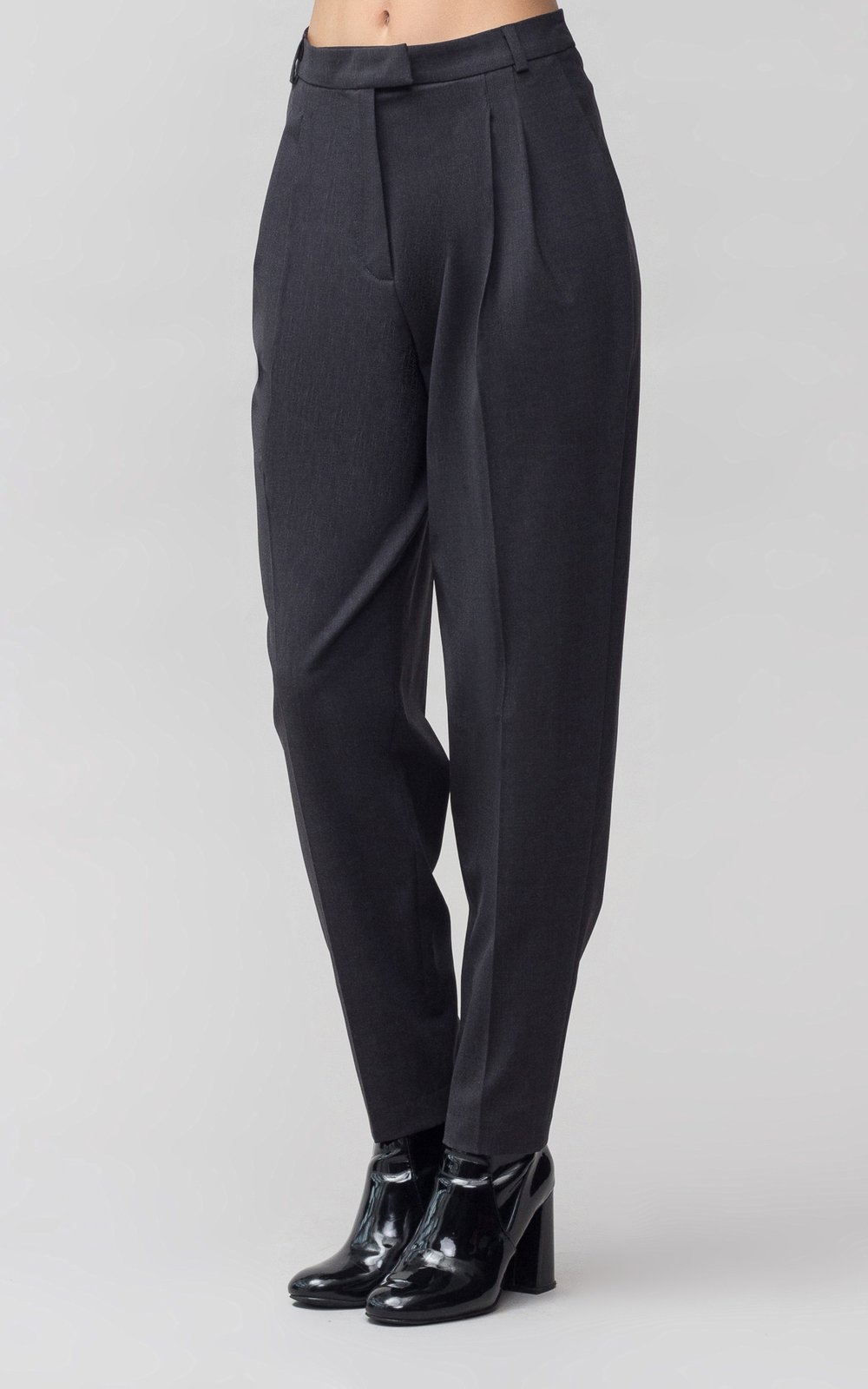 Брюки из костюмной шерсти темно-серого цвета